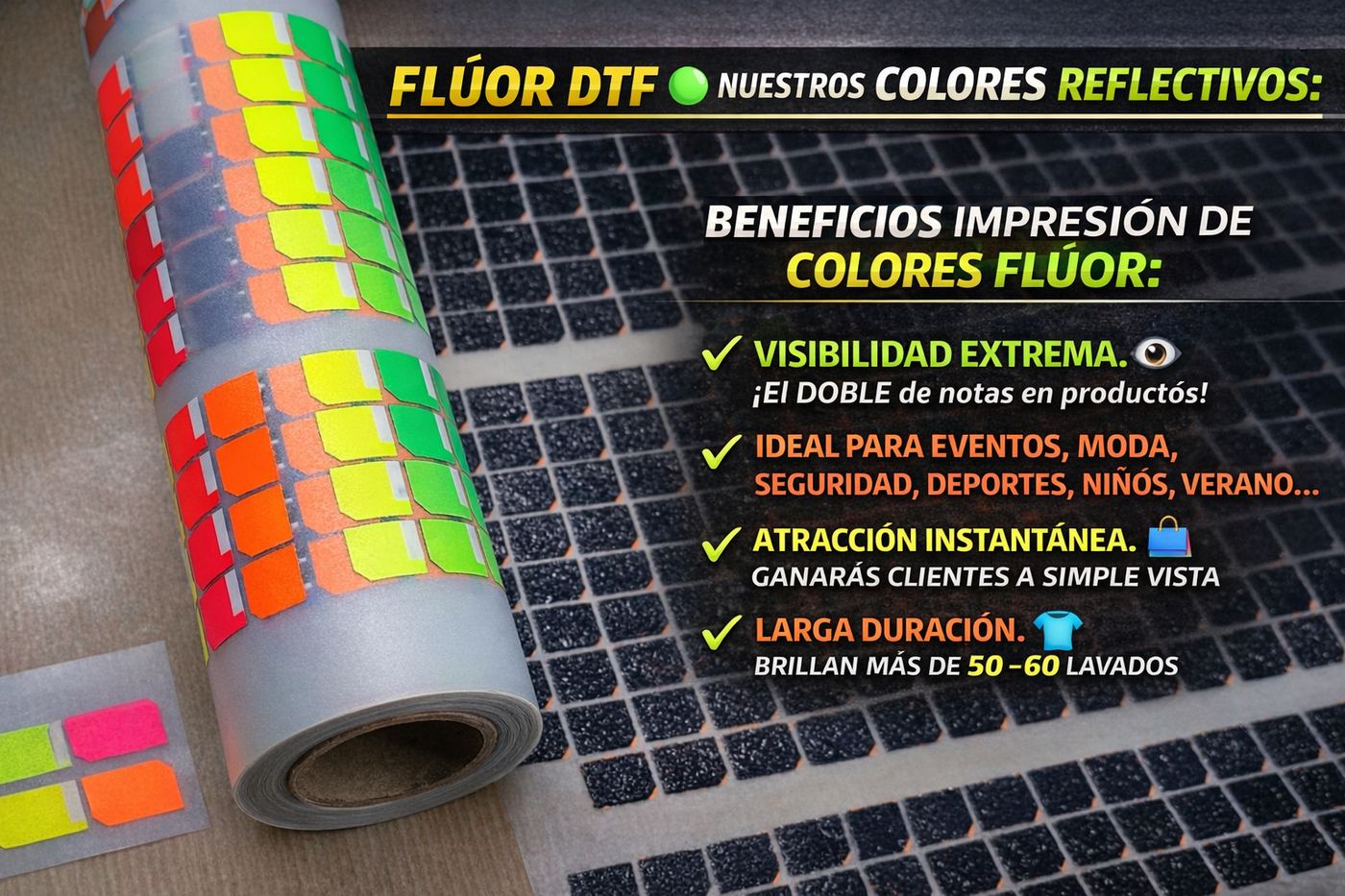 Impresión DTF flúor por metros